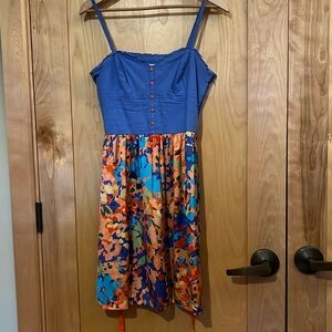 Blue Floral Dress Sz Large